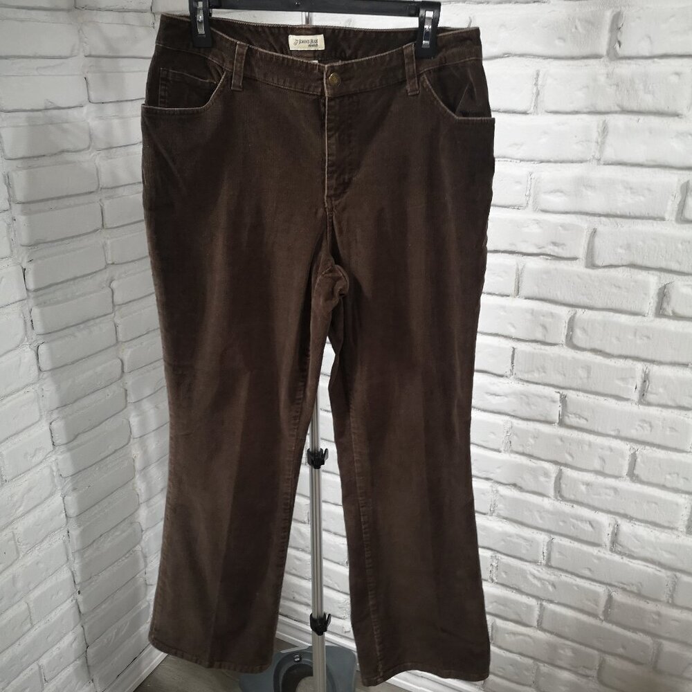 St. John's Bay Stretch Ladies Size 12 Dark Brown Straight Leg Corduroys